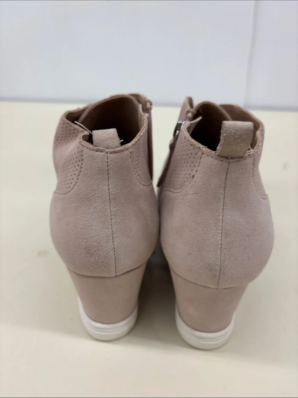 L.Paolo Perforated Wedge Sneaker Booties in Blush - Women